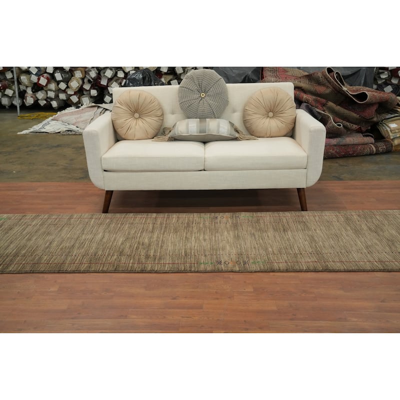 Hand Knotted Oriental 100% Wool Carpet Tribal Tribal Multi-Colored Gabbeh Runner Rug - 11' 4'' X 2' 10''