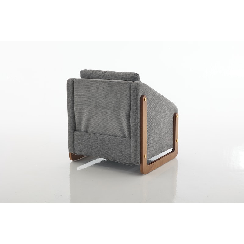 Chenille Armchair with Wooden Frame