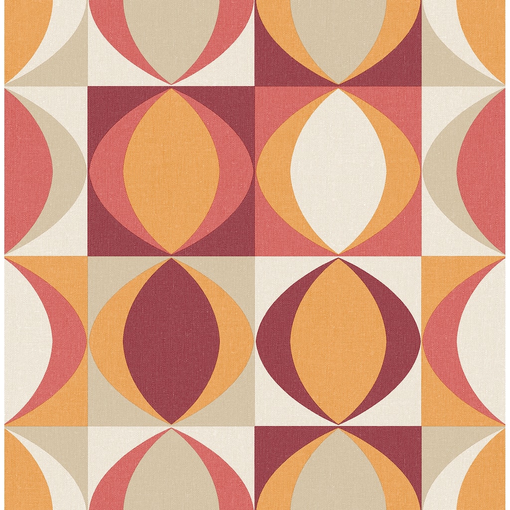 A-Street Prints Archer Red Linen Geometric Wallpaper