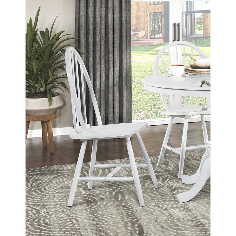 Farmhouse Style Wooden Dining Chairs Set of 2 - White Finish