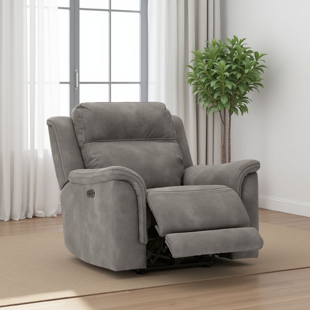 Corbin Power Recliner Chair, Zero Draw USB, Slate Gray Faux Leather