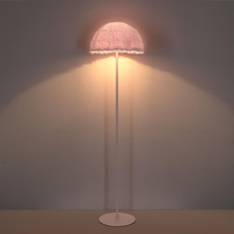 Acroma 63" Blush Pink Feather Floor Lamp with Dome Shade - 1-light