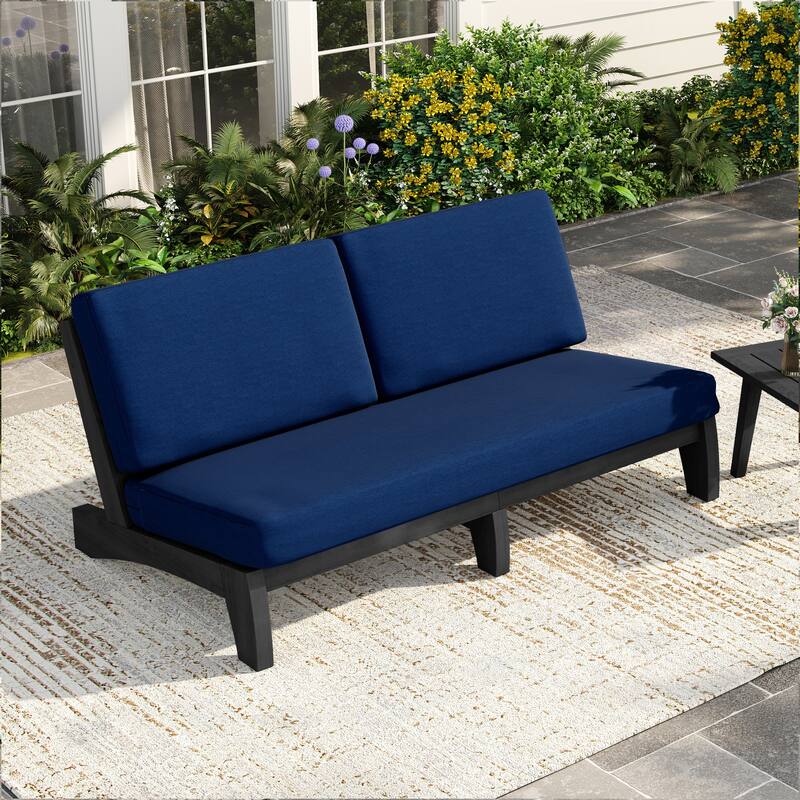3 Seat Wood 64" W Outdoor Patio Sofa with Cushion