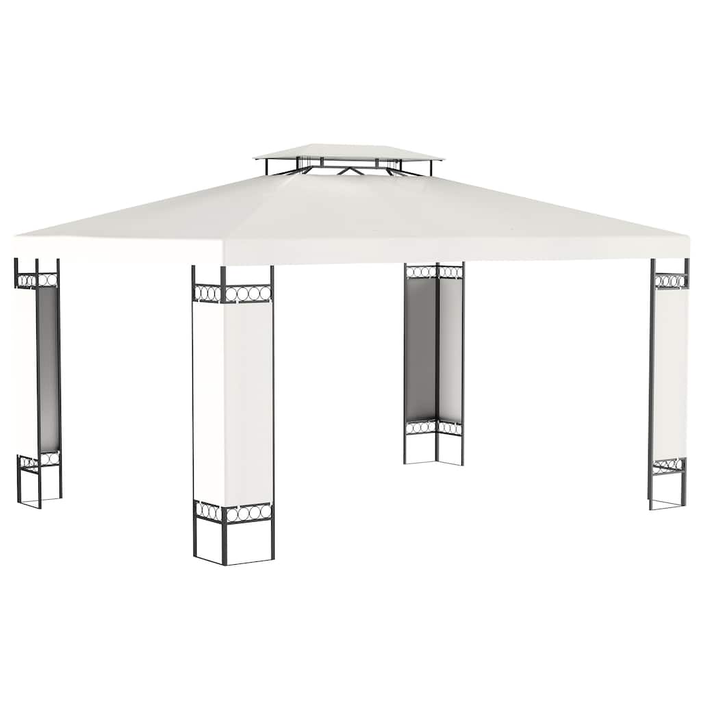 10' x 13' Double Roof Outdoor Gazebo with Screen, Steel Frame, for Garden, Lawn, and Backyard