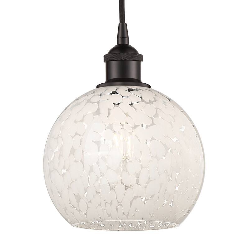 Innovations Lighting 616-1P 10 8 White Mouchette Pendant White - Oil Rubbed Bronze