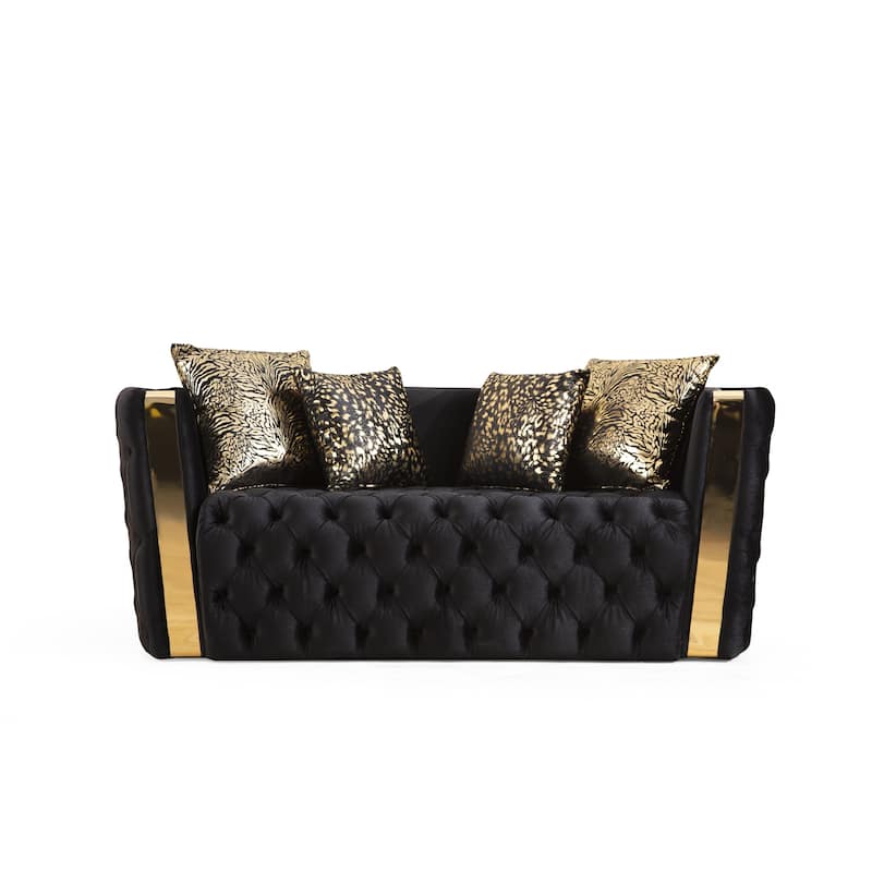 Velvet Sofa & Loveseat with 5 Pillows