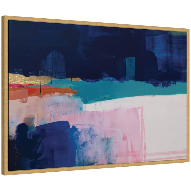 Kate and Laurel Blue Current No. 1 by Amy Lighthall Framed Canvas Wall Art Print - 33 x 23