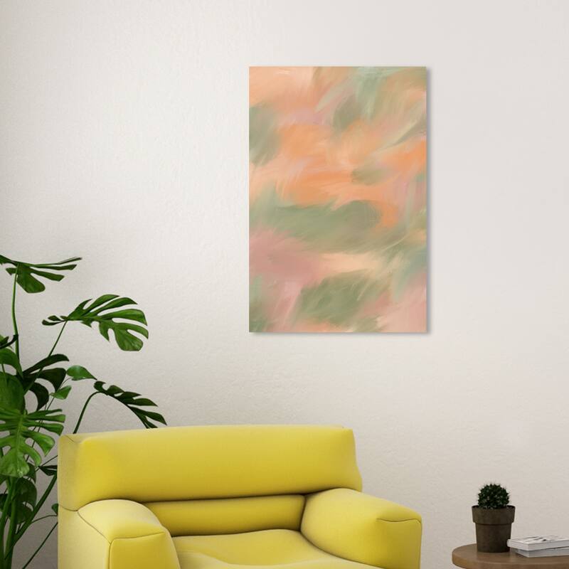 Wynwood Studio Canvas Abstract Subtle Fireplace Green and Modern & Contemporary Wall Art Canvas Print - 30 x 20
