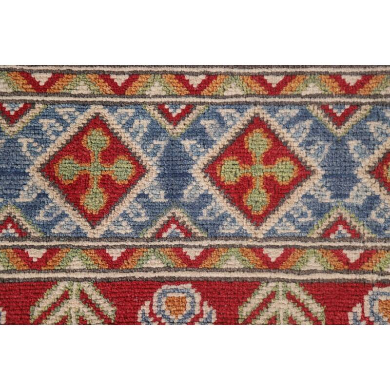 Hand Knotted Oriental 100% Wool Carpet Traditional All-Over Multi-Colored Kazak Runner Rug - 16' 0'' X 2' 7''