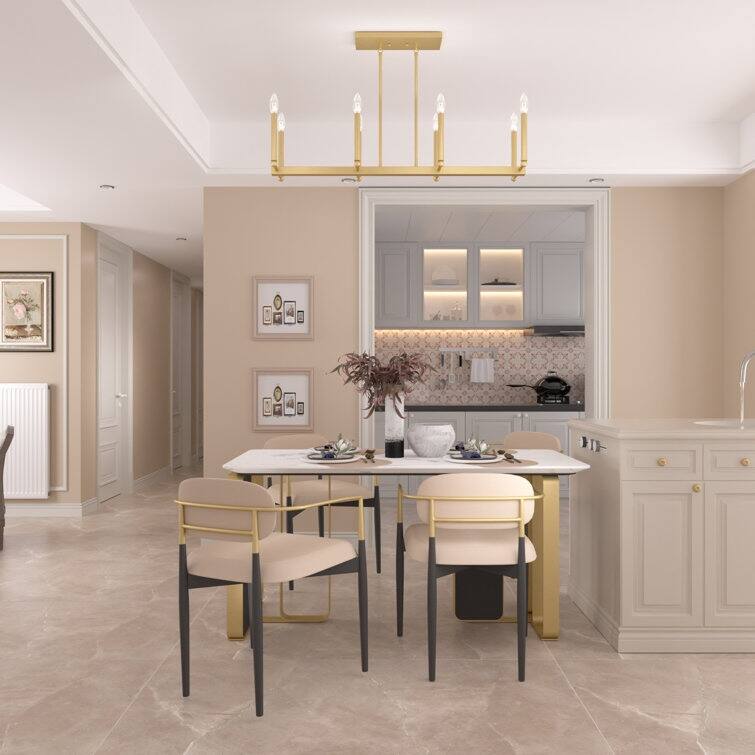 Acroma 8-lights 43.3In Dimmable Modern Gold Linear Chandelier for Dining Room - 43.3 inches