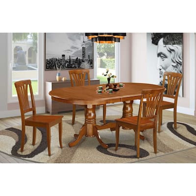 9 Piece Dining Set, Oval Wooden Table with Butterfly Leaf and 8 Chairs, Beveled Edge Top, Buttermilk & Cherry Finish