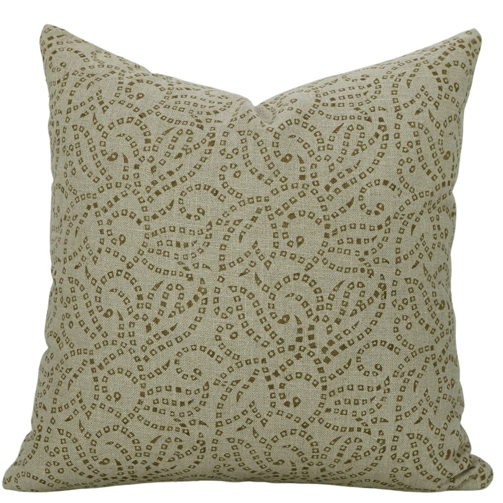 Linen Bohemian Block print pillow Cover- Bandhej