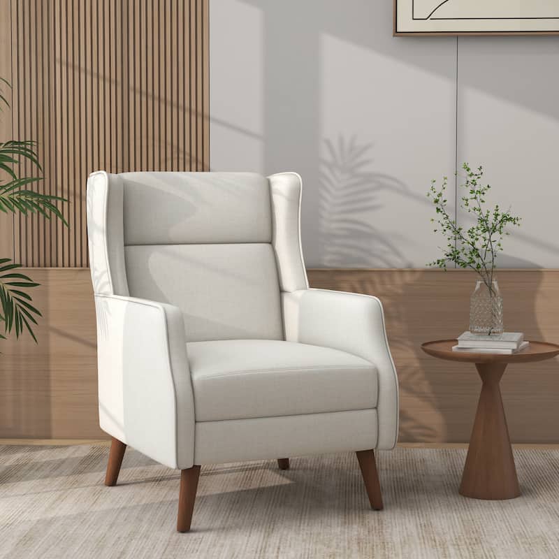 Modern High Back Cotton Linen Accent Chair