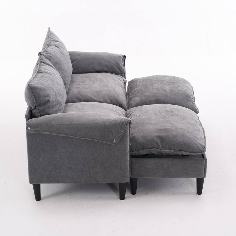 2-Seater U-Shaped Convertible Combination Sofa with Footstools and Storage