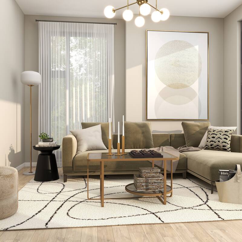 Metal Room Floor Lamp with Round Ribbed Shade - White - CosmoLiving by Cosmopolitan