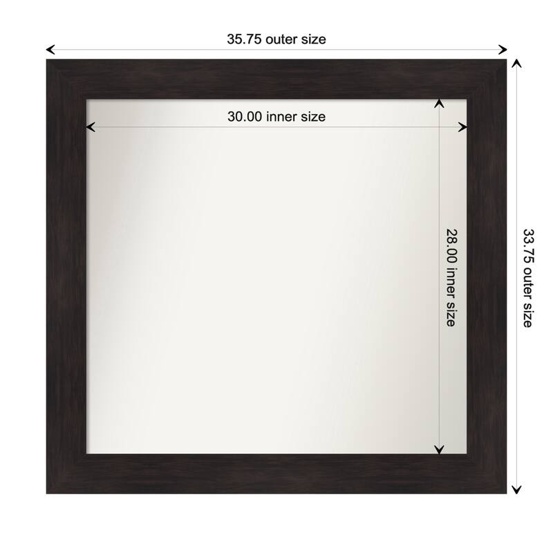 Furniture Espresso Framed Non-Beveled Custom Wall Mirror, Bathroom Vanity Mirror - Outer Size: 35.75 x 33.75