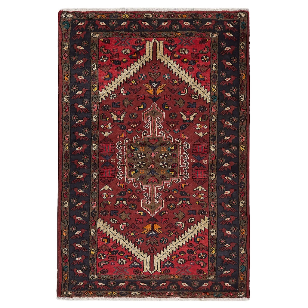 ECARPETGALLERY Hand-knotted Andelz Dark Red Wool Rug - 3'1 x 4'7