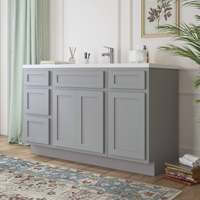 Vanity Art 54" Oak Freestanding Bathroom Vanity Cabinet without Top