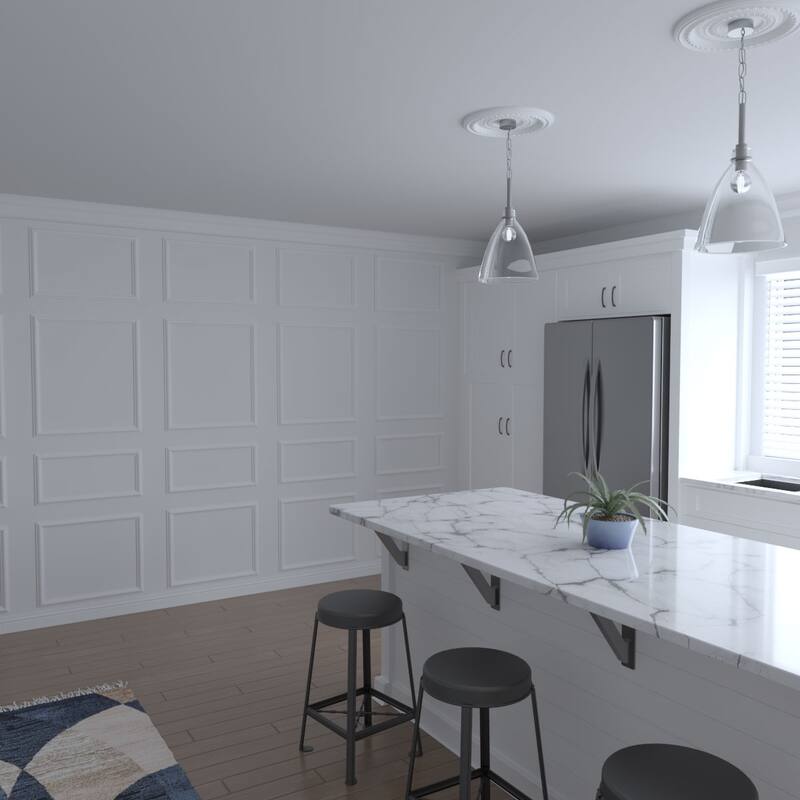 94 1/2"L Ashford Square Design Full Wall Wainscot Paneling Kit - Adjustable from Heights