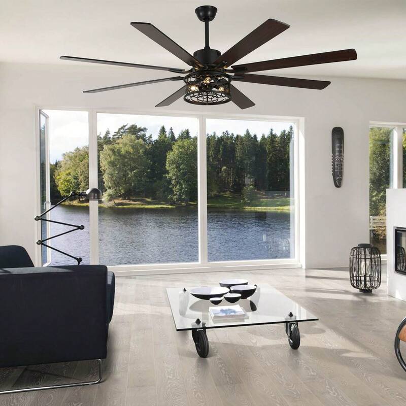 Cusp Barn 72in. Industrial Ceiling Fan with Remote, Dual Finish Blades, Modern Silent DC Motor 6 Speeds Reversible Ceiling Fan