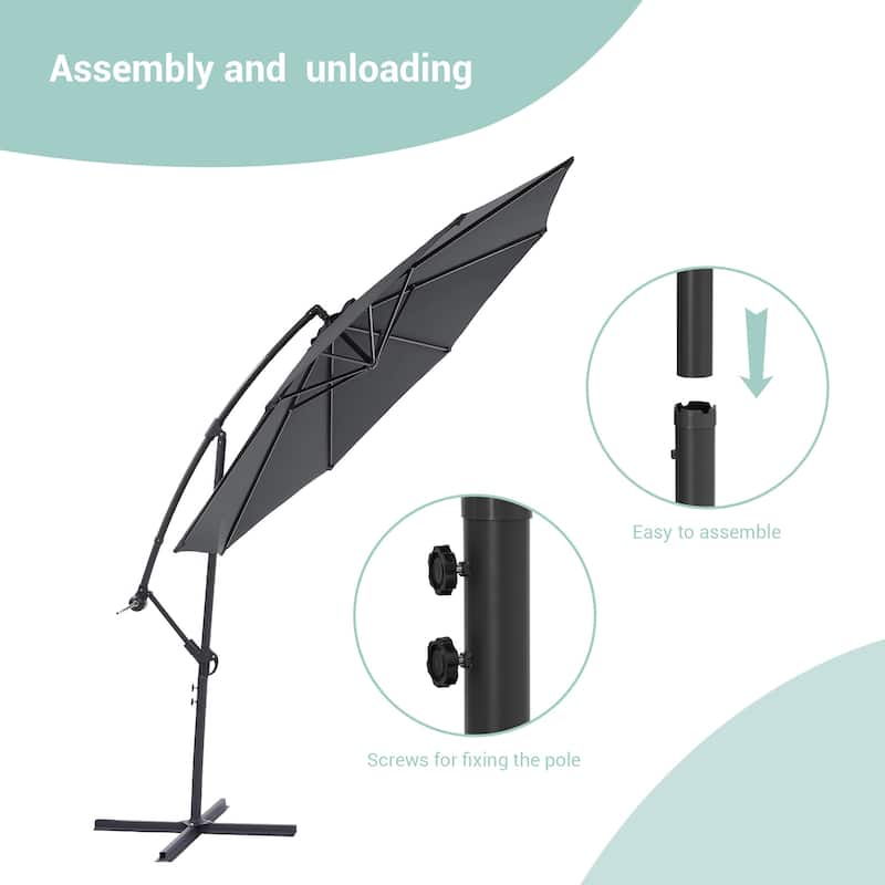 BONOSUKI 10ft Patio Umbrella,Hanging Market Umbrellas w/Tilt Adjustment