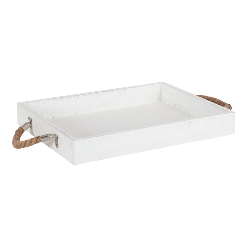 Kate and Laurel Bayville Wooden Decorative Tray - 13x17 - White