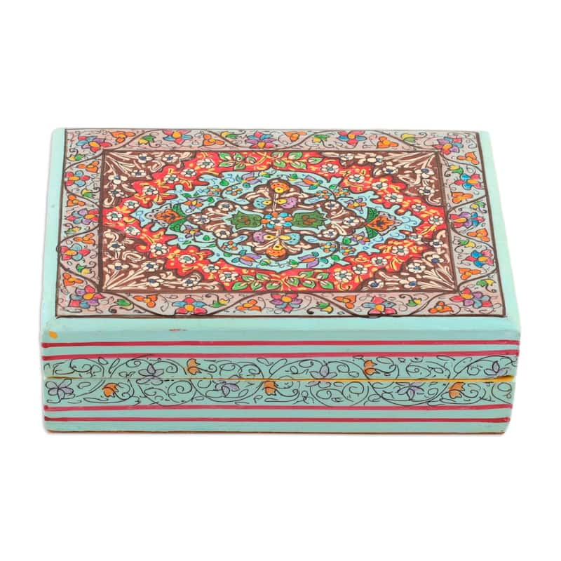 Novica Handmade Persian Flower Paradise Papier Mache Decorative Box