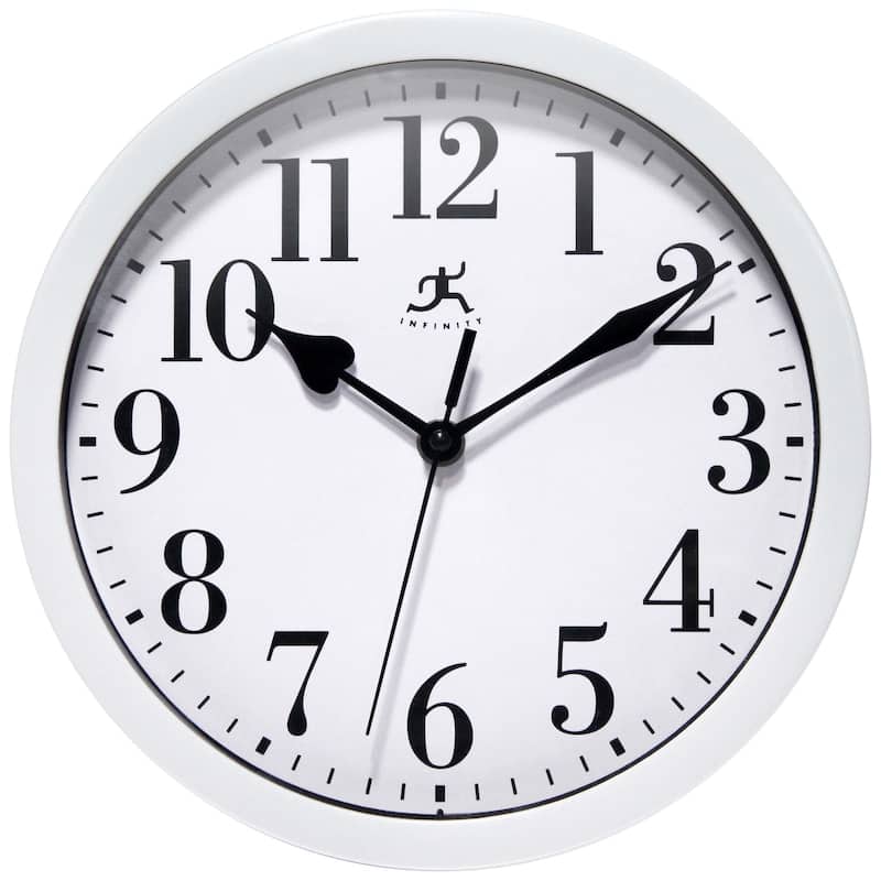 White Plastic 10 inch Simple Office Wall Clock - 9.625 x 1.5 x 9.625