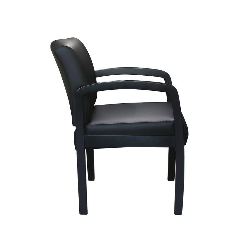 Gary NTR Guest Chair with Black Wood Frame, Black Antimicrobial Vinyl