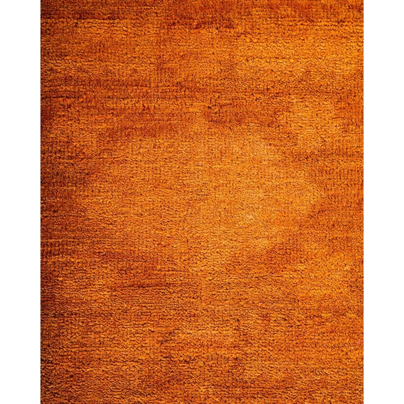 Overton Hand Knotted Wool Vintage Inspired Modern Contemporary Overdyed Orange Area Rug - 9' 1" x 16' 9"