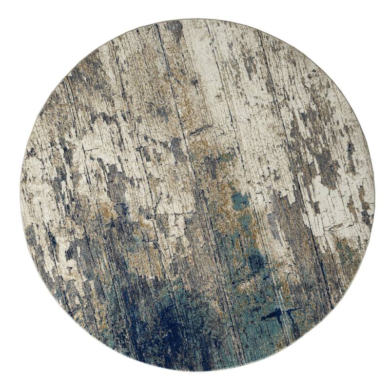 Milan Collection Abstract Blue Area Rug - 8'1 Round