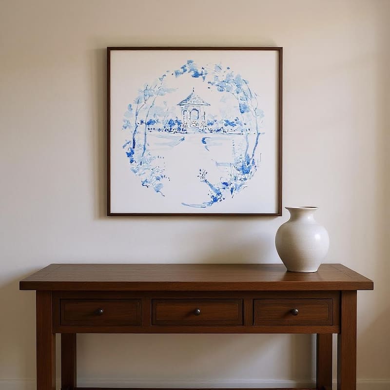 HomeRoots Set Of Two Blue Garden Impress A Gold Framed Wall Art - 18.00 in. x 18.00 in.  x 2.00 in.