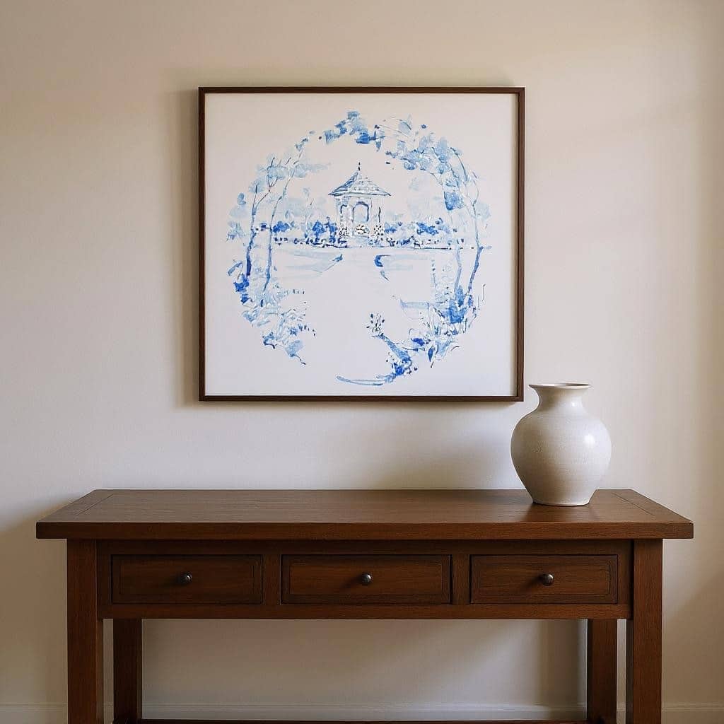 HomeRoots Set Of Two Blue Garden Impress A Gold Framed Wall Art