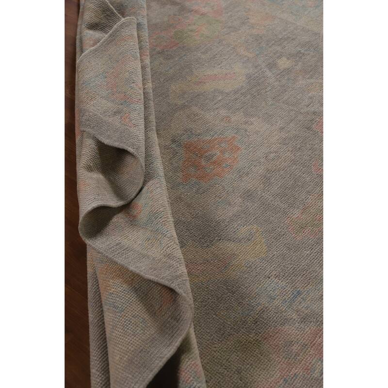 Hand Knotted Oriental 100% Wool Carpet Transitional All-Over Greys & Charcoal Oushak Area Rug - 9' 5'' X 7' 9''