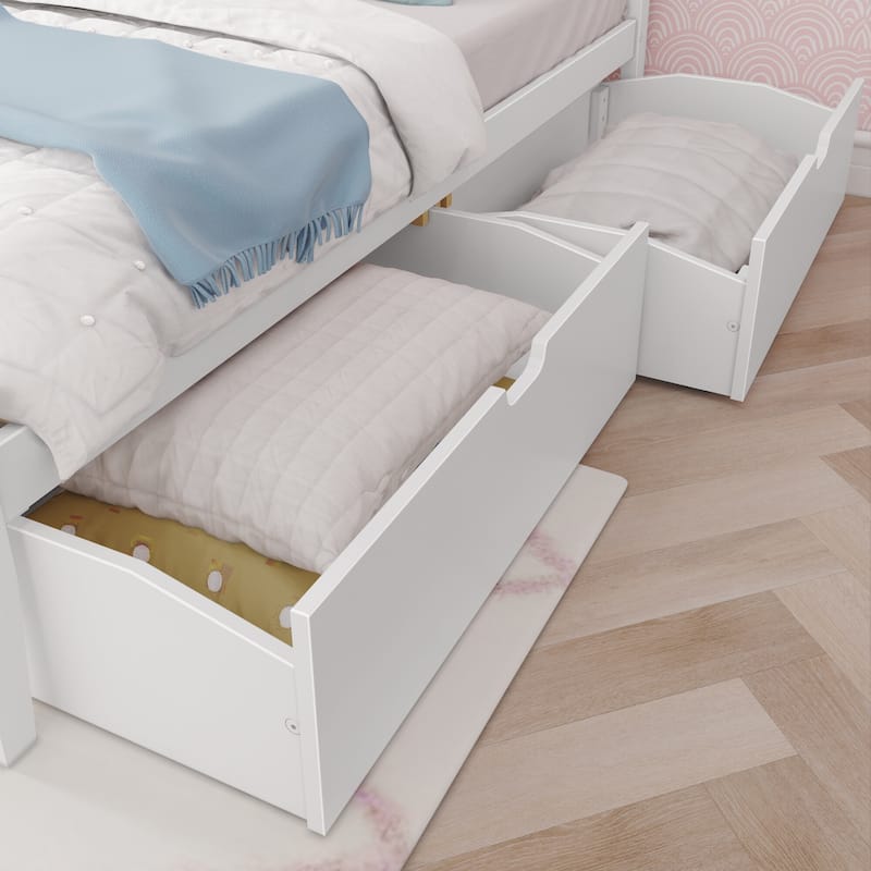 Max and Lily Queen-Size Bed with Panel Headboard and Storage Drawers