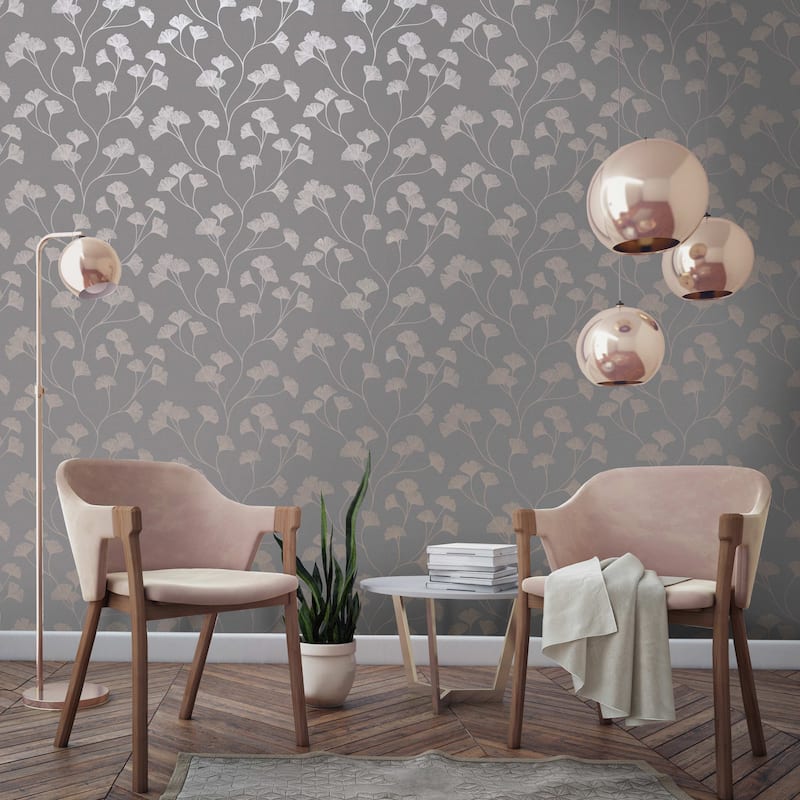 Glistening Ginkgo Leaf Non-Pasted Wallpaper– 396in x 20.8in