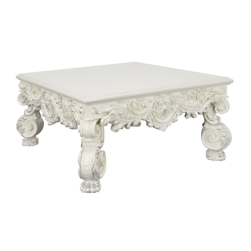 Seville Antique White Coffee Table with Floral Leg