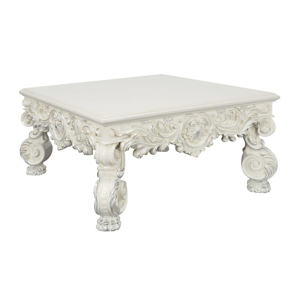 Seville Antique White Coffee Table with Floral Leg