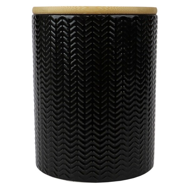 Wave Medium Ceramic Canister, Black. Opens flyout.