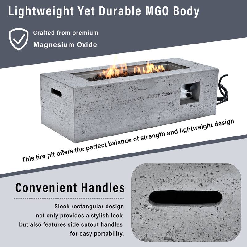 41.9" Outdoor Rectangular Propane Fire Pit 40000 BTU, Heater with Stainless Steel Burner and Free Lava Rocks, Waterproof Cover