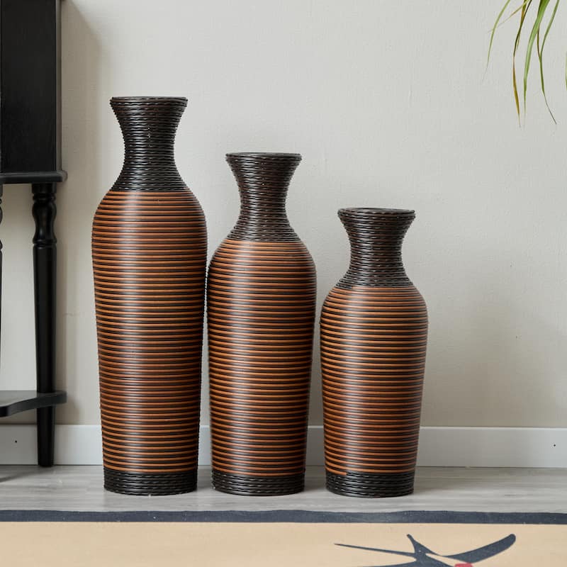 Desktop Vase, Brown Decorative Floor Vase, Classic and Neat Floor Vase, Home Decoration Flower Stand Set of 3 pieces