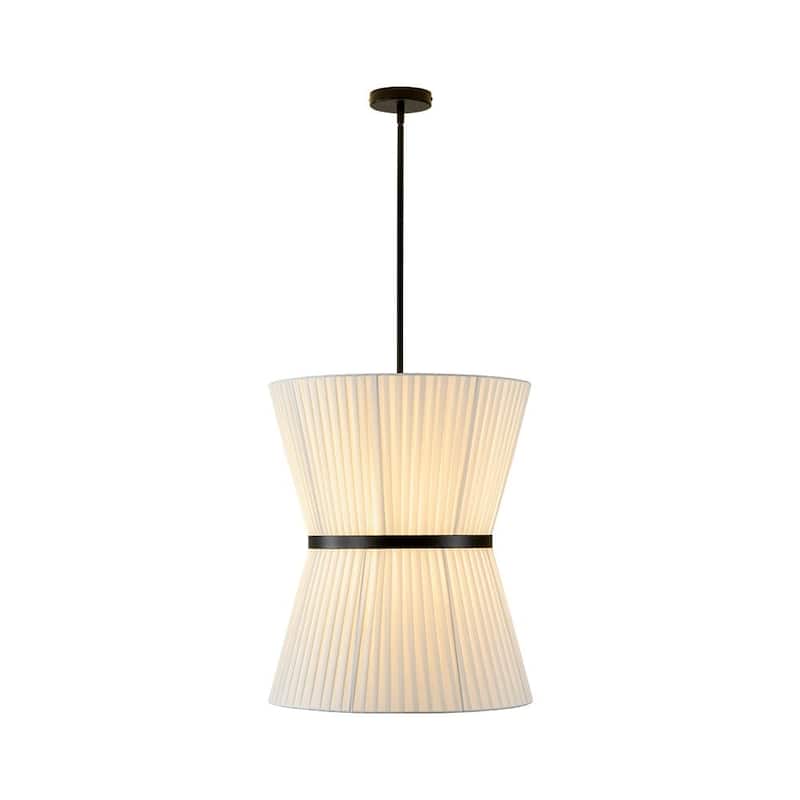 Bohemian Hourglass 2-Tier White Fabric Cage Pendant Chandelier