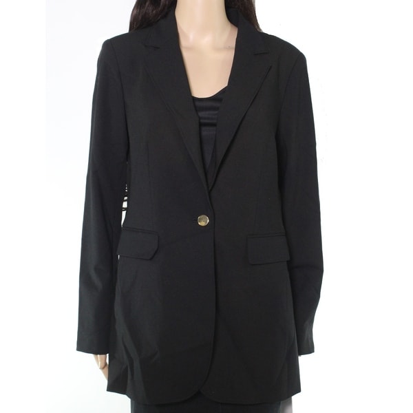Calvin Klein Womens Jacket Black Size 8 Single Button Notched Collar. Opens flyout.