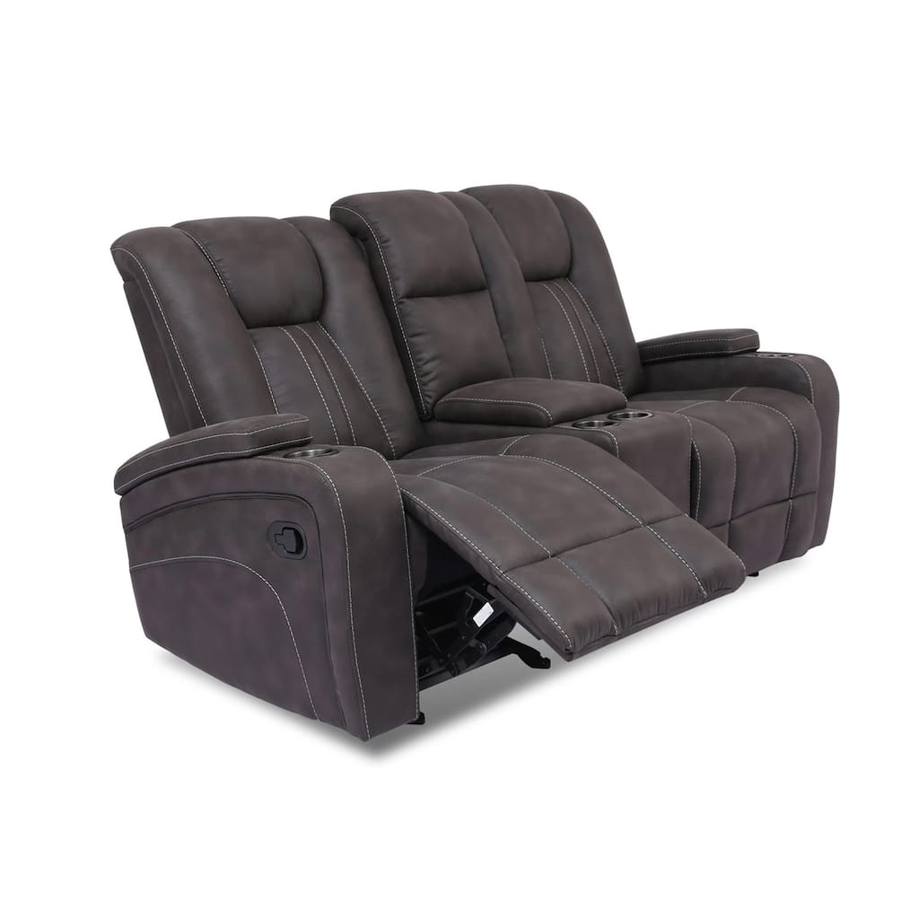 Dual Reclining Glider Loveseat with Lift Top Armrest and Cup Holders, Dark Gray
