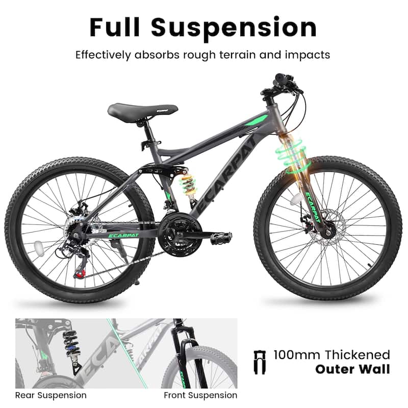 27.5 Inch Full Suspension Mountain Bike,Front And Rear Dual Shock Absorbers, Mechanical Disc Brakes,21-Speed