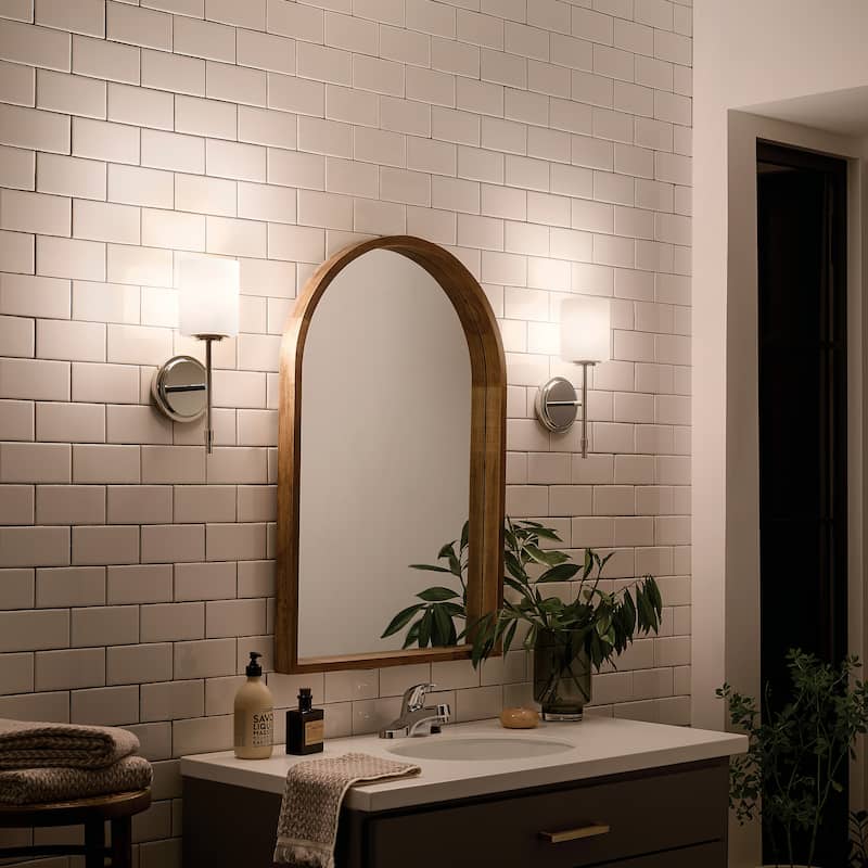 Kichler Lighting Ali 1-Light Polished Nickel Wall Sconce with Glass Shade - 14.5 in
