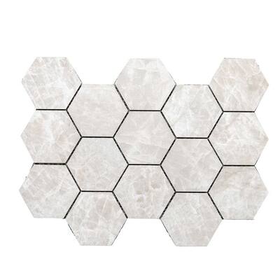 Galleria White 3x3 Semi-Polished Porcelain Hexagon Mosaic Tile - Floor, Wall, Backsplash