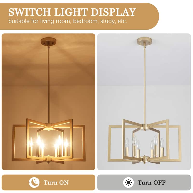 6-Light Candlestick Hanging Linear Foyer Chandelier Lighting for Dining Room Kitchen Island
