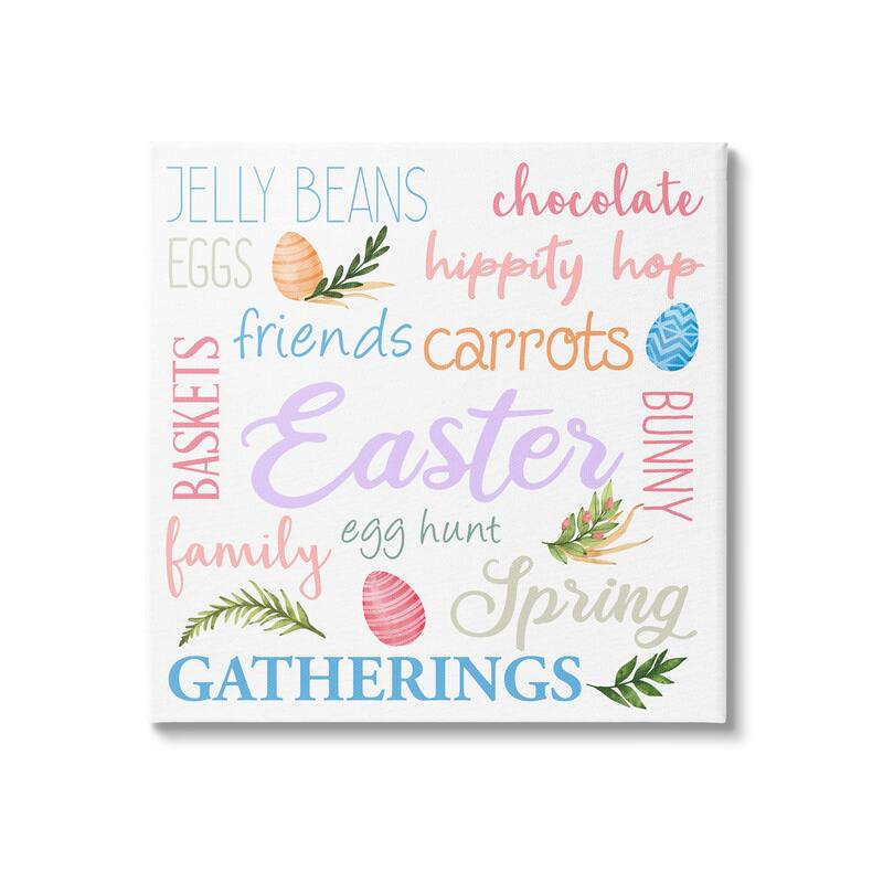 Stupell Festive Easter Activity Sign Patterned Eggs Motif Canvas Wall Art - Multi-Color - 24 x 24