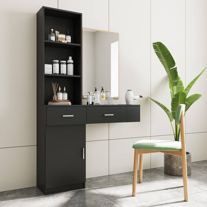 Modern simple hair desk,multi layer storage,large storage space,wooden cabinets are easy to clean, good hardness